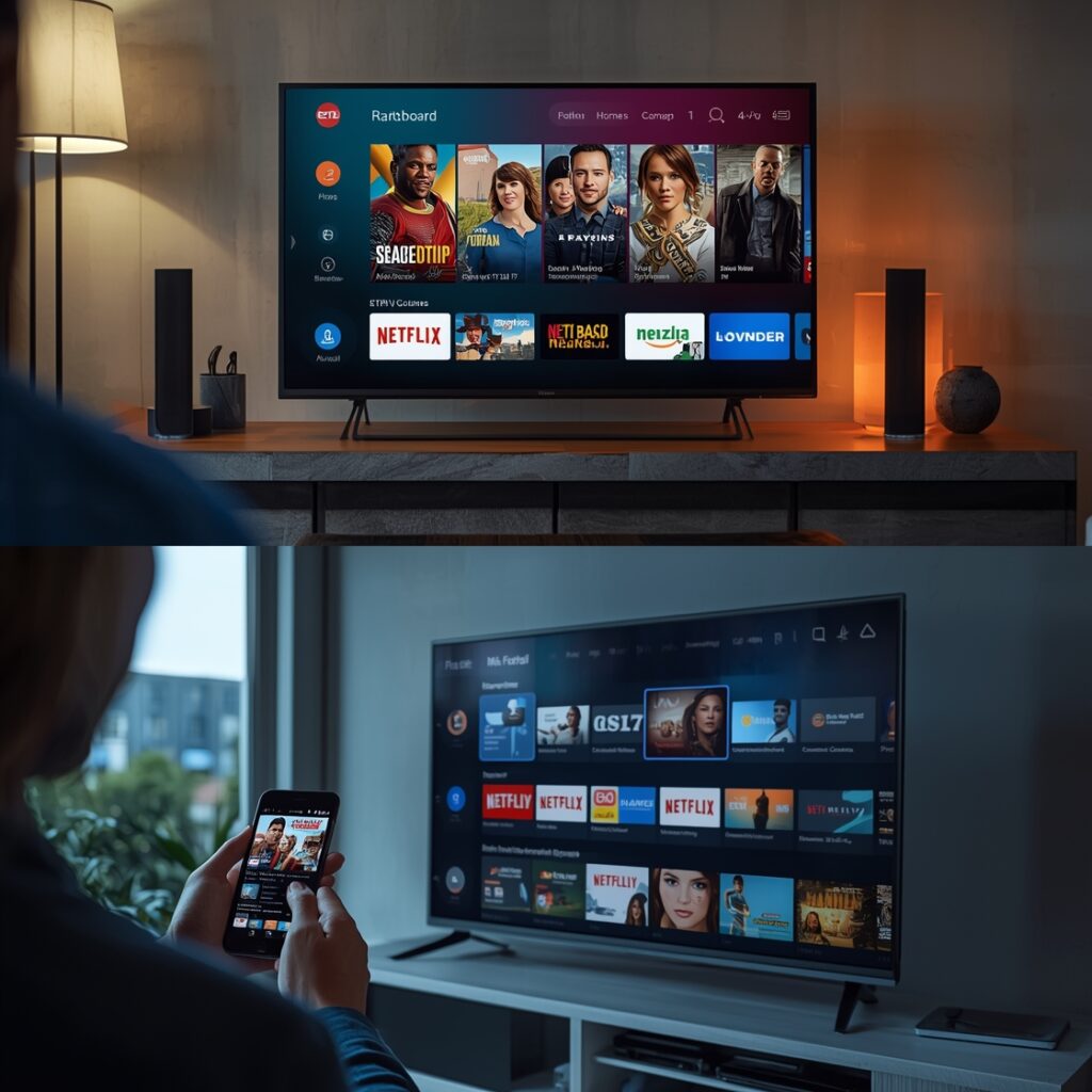 High-definition streaming on a large TV screen with clear, crisp picture quality