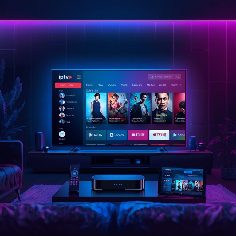 Step-by-step IPTV setup guide showing a remote control and TV screen with settings menu