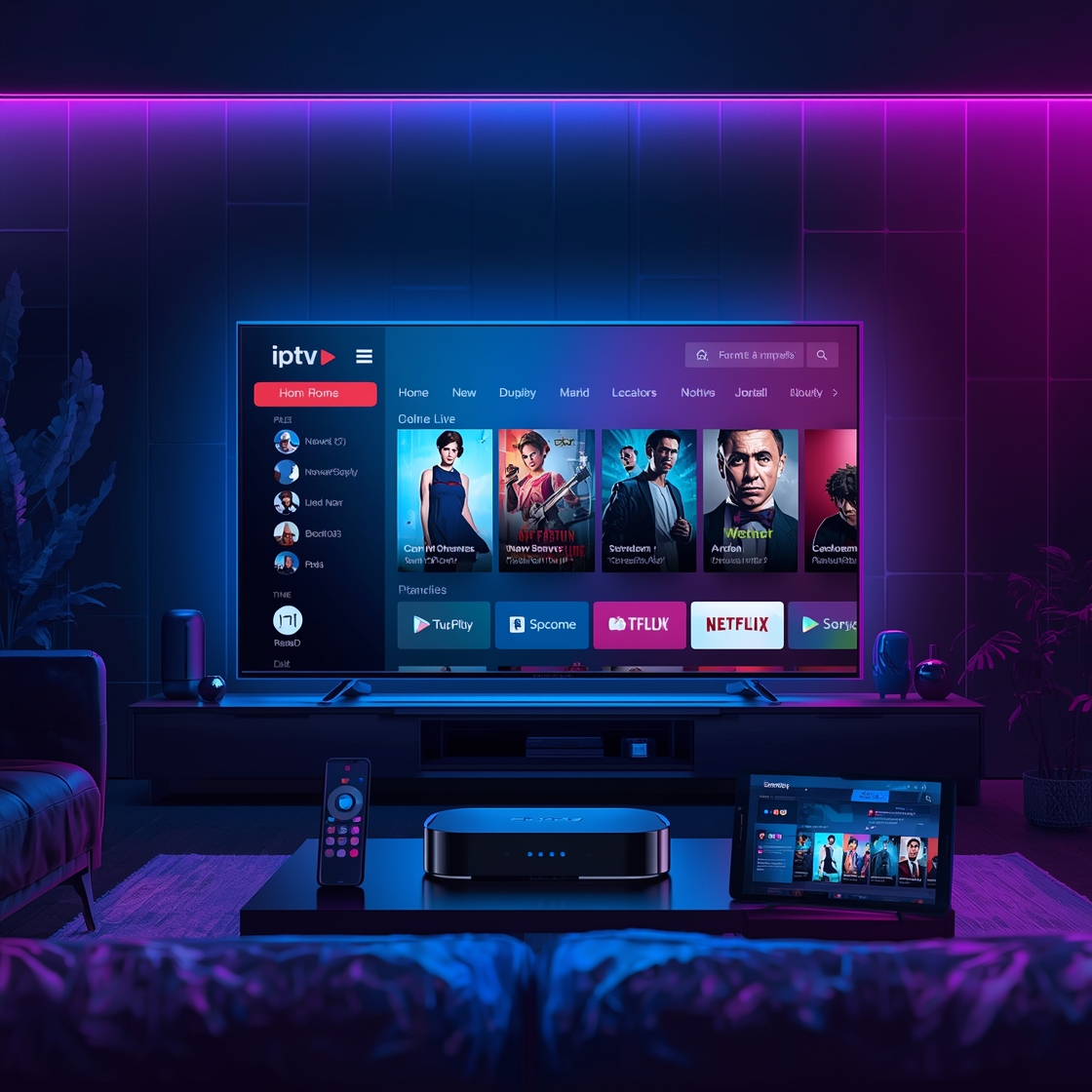 Close-up of a hand using a remote control to navigate a streaming service menu