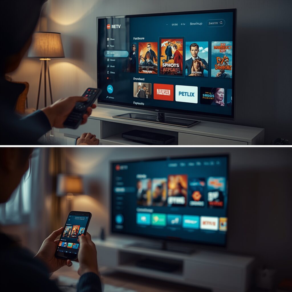 IPTV troubleshooting diagram showing solutions for buffering, app crashes, and login errors